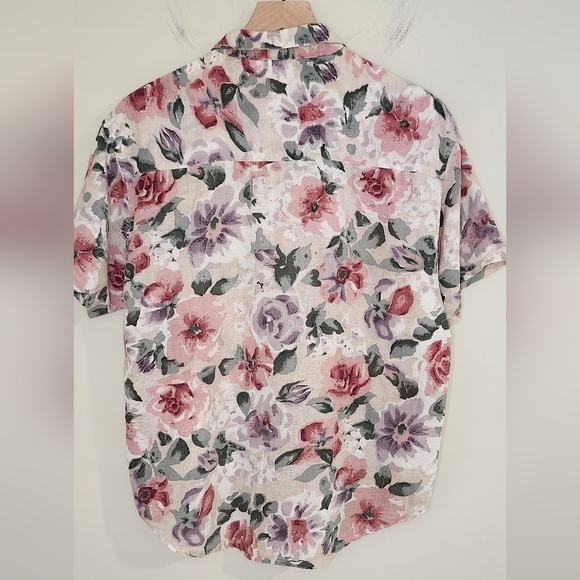 Weathervane Top Women's Size Large Mauve Purple Floral Linen Blend Tapestry - Picture 6 of 7